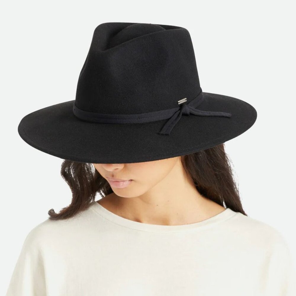 Brixton Joanna Australian WOOL Felt Fedora Packable Hat Adjustable, Black NEW - Picture 11 of 12